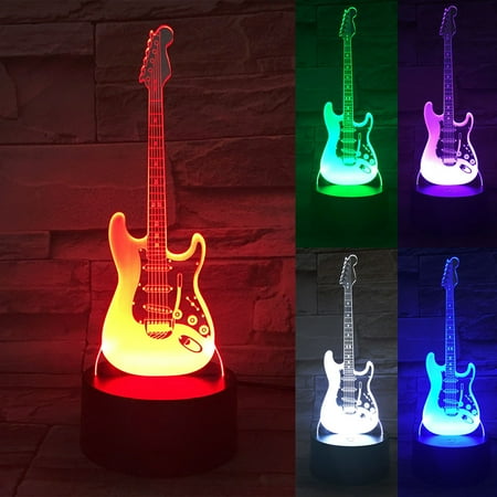 

CXDa Guitar Shape 3D Acrylic Electric LED Night Light 7 Color Change Desk Table Lamp