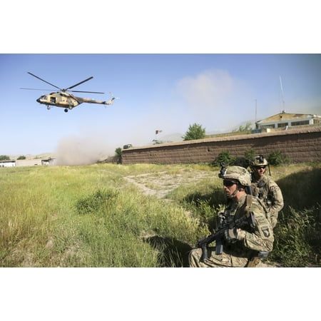 Us Army Air Force - May 14 2013 - US Army Soldiers secure a landing zone for Afghan Air Force Mi-17s outside of Hesarak Nangarhar province Afghanistan Poster Print