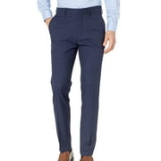 Kenneth Cole Reaction Men's Techni Cole Performance Stretch Slim Fit Flat Front Dress Pants Blue Size 34X34