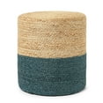 thumbnail image 6 of · REDEARTH · Cylindrical Pouf Foot Stool Ottoman - Jute Braided Pouffe Poof Accent Sitting Footrest for Living Room, Bedroom, Nursery, Patio, Lounge Set of 2 (Natural Teal, 14.5"x14.5"x16"), 6 of 7