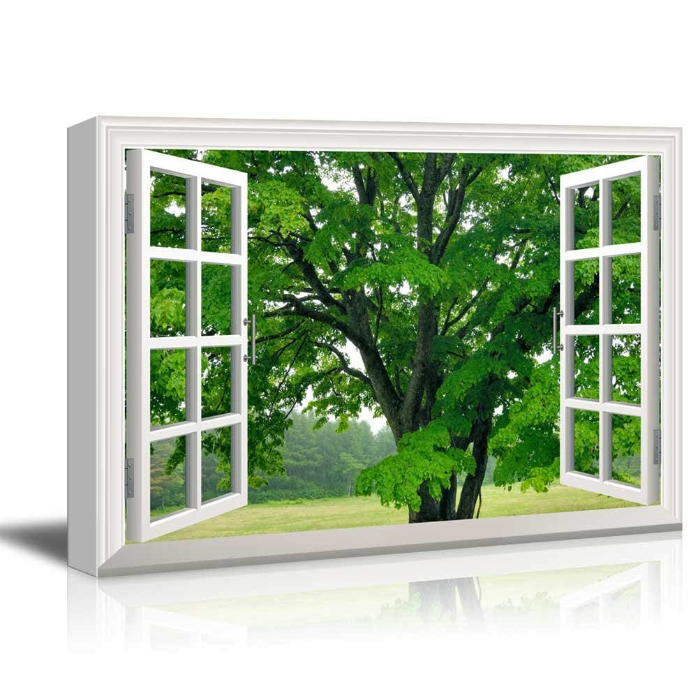 Wall26 Canvas Wall Art - Window Peering into a Field with a Large ...