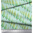 thumbnail image 3 of Soimoi Green Moss Georgette Fabric Text & Christmas Tree Print Fabric by the Yard 42 Inch Wide, 3 of 5