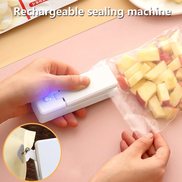 Mini sellador térmico al vacío de bolsas de calor para bolsas de plástico, almacenamiento de alimentos, aperitivos (blanco)