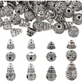 thumbnail image 1 of 40 cuentas de gurú de 4 estilos, estilo tibetano, de aleación, con 3 agujeros, para mala, oración, pulsera, collar, fabricación de joyas, color plata., 1 of 6