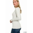 thumbnail image 3 of Zenana Women's Brushed Microfiber Lightweight Round Neck Long Sleeve Tee Shirts Top, 3 of 4