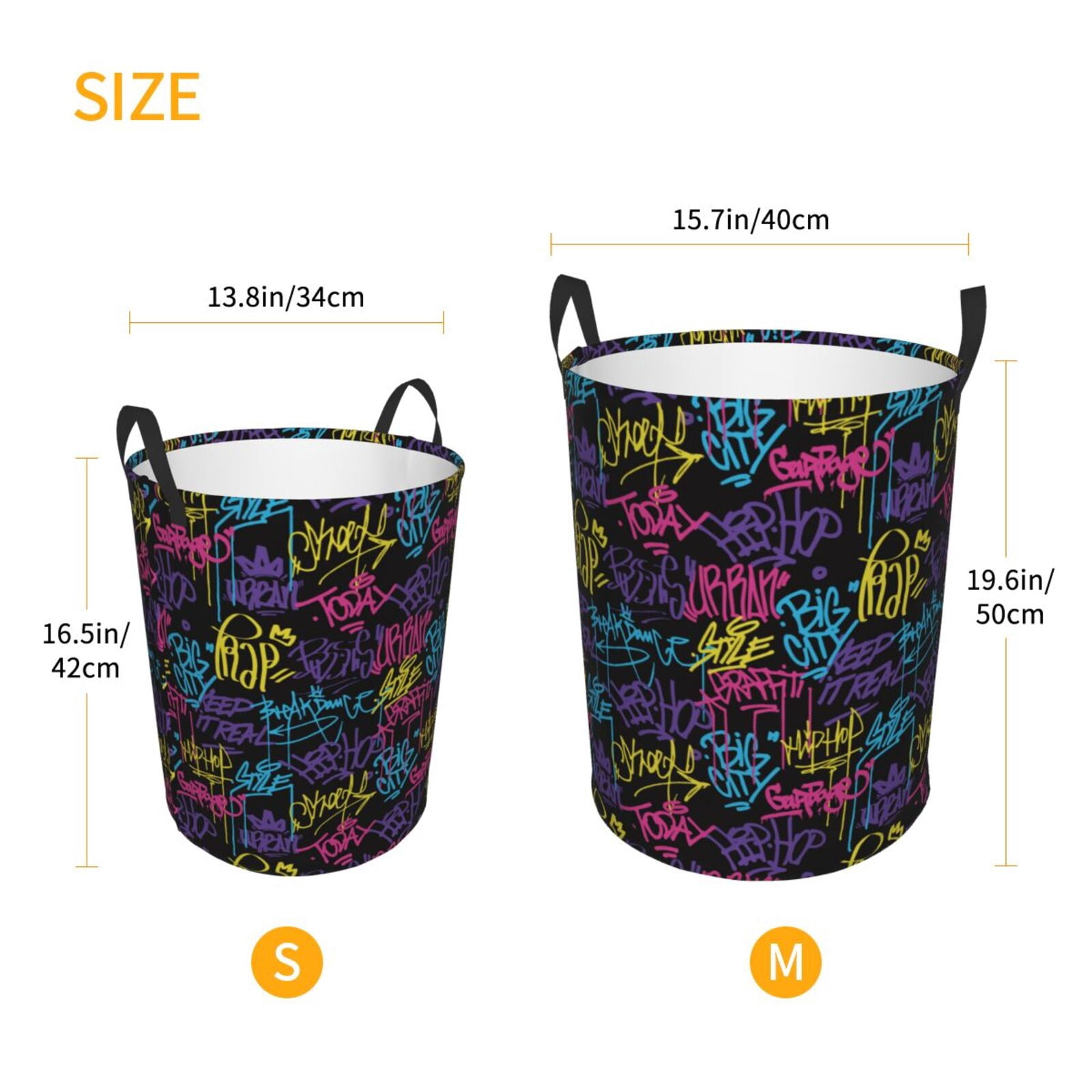 Large Laundry Basket with Handles - Graffiti art Kids Baby Dirty Clothes Laundry Hamper for Bedroom Aesthetic