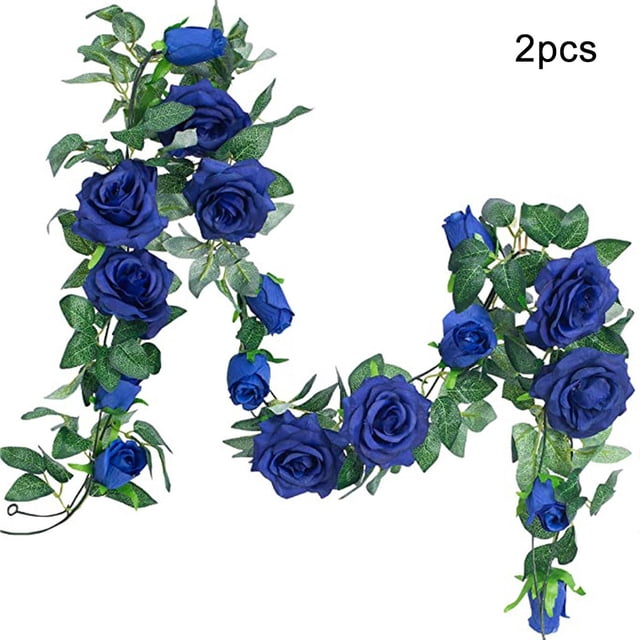 Guirnalda de rosas artificiales, simulación, decoración floral, decoración de la pared de la oficina en casa, flor falsa, vid de ratán 2 piezas seitruly HA7773-00B