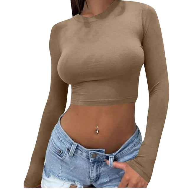 Chemise Décontractée Ajustée à Manches Longues Col en V Mode Été pour Femmes, Col Rond Confortable pour Usage Quotidien, Polyvalente et Élégante pour Printemps et Automne