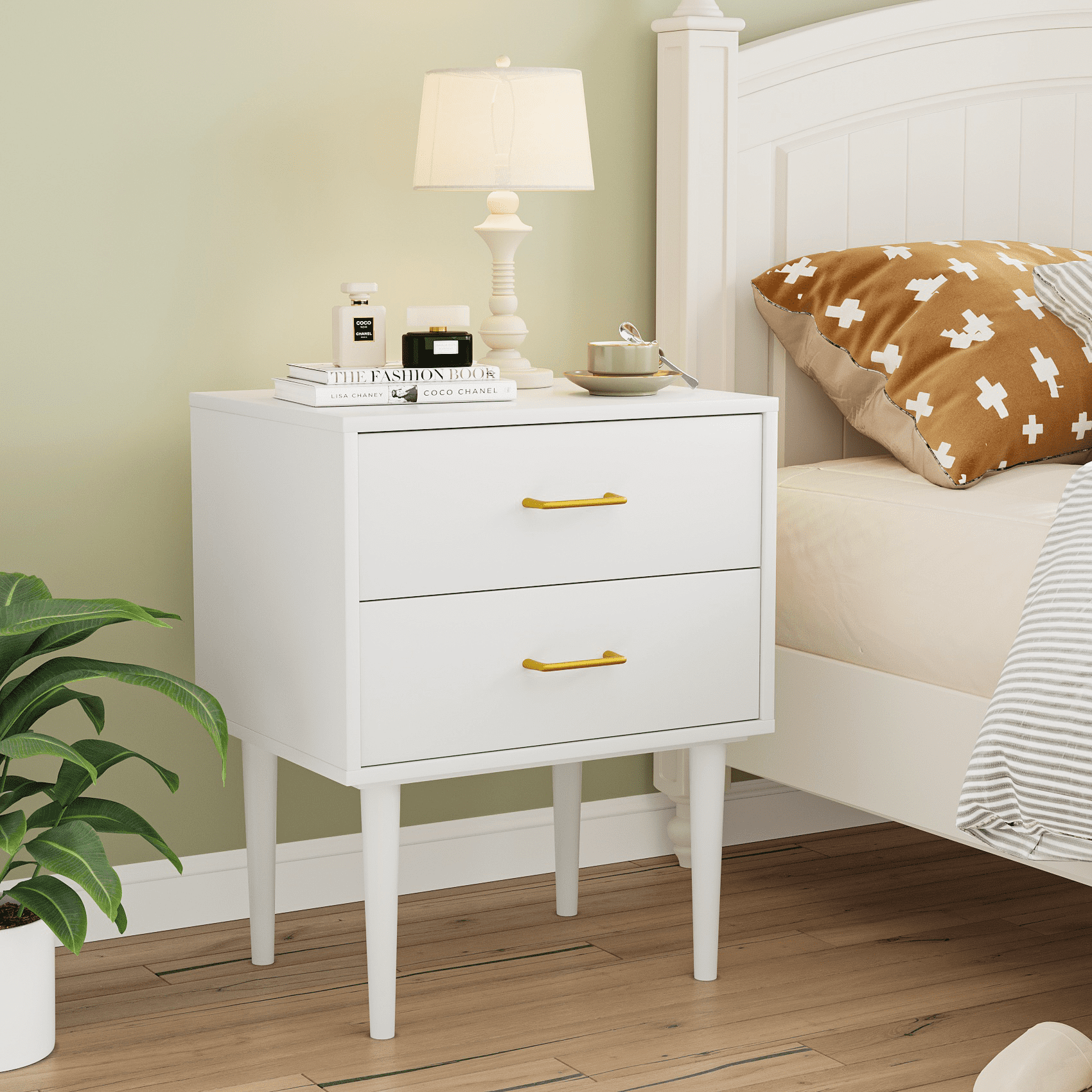 Semiocthome Nightstand with 2 Drawers, Bedside Table for Bedroom, End Tables for Living Room, White