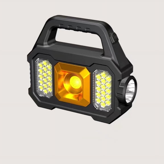 strola Toys Solar Rechargeable Flashlight, COB LED Work Light 2 Modes IP65 Waterproof Portable Camping Lantern with 180° Adjustable Stand for Emergency Outdoor