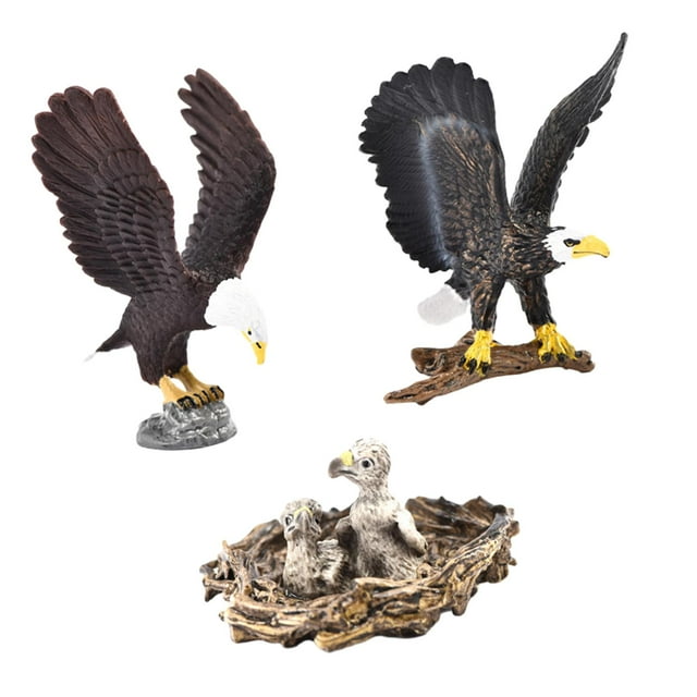 GROWTH TANK 3 Pieces Eagle Statue Set Collection Decorative Animal Bird Figures for Entrance
