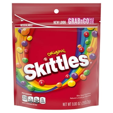 2X - Skittles Original Summer Chewy Candy, Grab N Go, 9 Oz Resealable Candy Bag