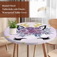 thumbnail image 4 of Purple Rose Antlers Round Tablecloth, Fitted Table Cover with Elastic for 36"-44" Round Tables, Abstract Art Fancy Flowers Stars Table Cloth Outdoor Indoor Dinning Party Waterproof Tablecloths, 4 of 7