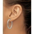 thumbnail image 3 of 14K White Gold 3X25mm Diamond-Cut Round Omega Back Hoop Earrings (32.25 X 32) Made In Peru pre940w, 3 of 5