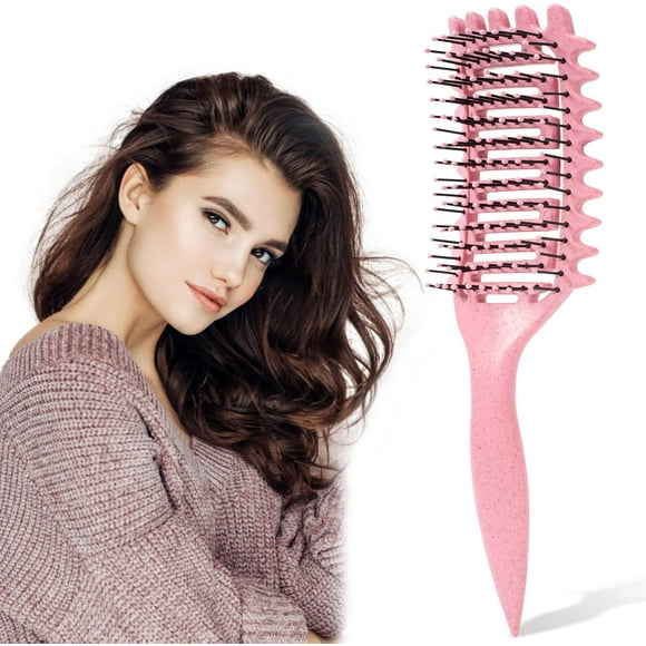 shiyou-Curl Defining Brush, Curly Hair Brush for Women & Men, Curl Brush, Detangling Hair Brush for Dry & Wet Hair, Vented Brush for Shaping Defining Curls Wet Hair (Pink, 1 PCS)