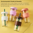 thumbnail image 7 of 2 Pack Reusable Boba Cup,24Oz Wide Mouth Smoothie Cup,mason Jar Glass Cups with Lids and Straws,Bubble/Boba Tea Cups,Ice Coffee Tumbler 2 colored straws 1 sponge brush(White), 7 of 7