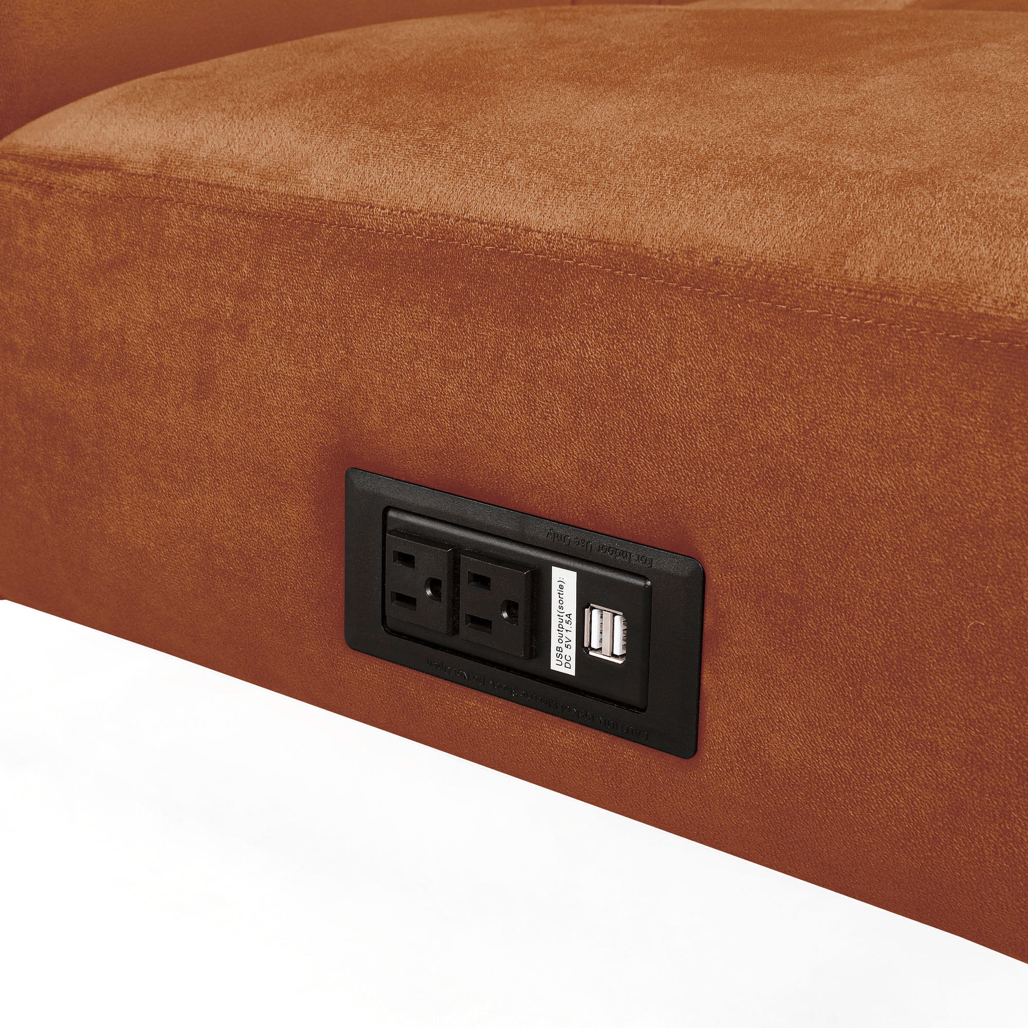 Buy Serta Navis Modern Futon with USB Ports, Camel Brown Fabric Online
