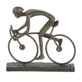 thumbnail image 1 of Benjara BM216438 Polystone Homme Sculpture à Vélo avec Base Stable&44; Bronze, 1 of 1