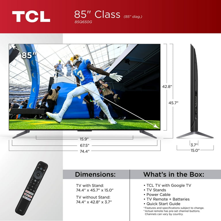 TCL 85” Class Q Class 4K QLED HDR Smart TV with Google TV TCL 85” Class Q Class 4K QLED HDR Smart TV with Google TV
