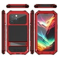 thumbnail image 5 of ELEHOLD Heavy Duty Rugged Case for iPhone 15 Pro,Camera Lens Protection Tempered Glass Screen Protector Hidden Foldable Kickstand Bracket Shockproof Dustproof Armor Case for iPhone 15 Pro,Red, 5 of 7