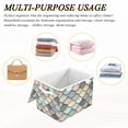 thumbnail image 6 of Yayeee Collapsible Cube Storage Bin with Lid Fabric Closet Decorative Basket with Handles, Green Art Pattern, 6 of 7