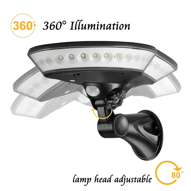 Bewildely Luz solar al aire libre IP65 Lámpara de pared impermeable Luz de inducción de paisaje Iluminación de 360 grados 450 lm Iluminación y accesorios