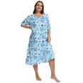 thumbnail image 2 of Baywell Women's Plus Size Mid-length Floral Printed Sleepshirt Short Sleeves Pleated Nightgowns Buttons Sleepdress Casual Loungewear XL-5XL, 2 of 7
