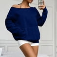 thumbnail image 7 of Womens Off Shoulder Sweatshirt Long Sleeve Basic Pullover Tops with Pocket 2026 Fall Fashion Oversized Sweatshirts Blue 2XL, 7 of 7