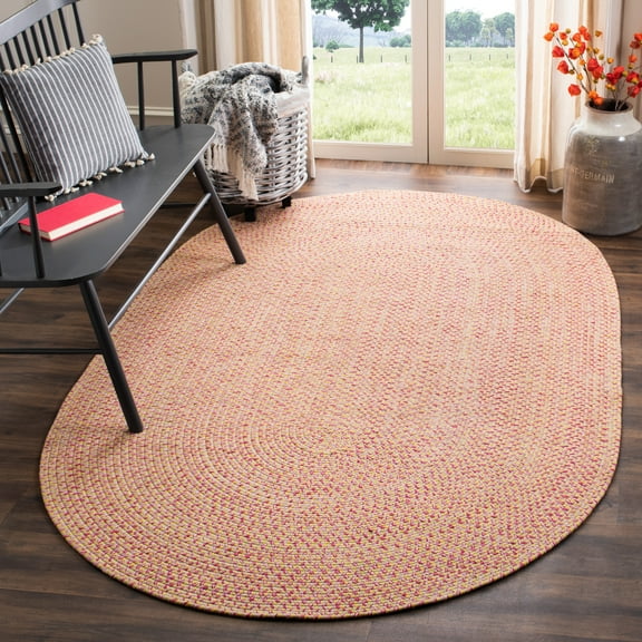 SAFAVIEH Braided Cherette Solid Cotton Reversible Area Rug, Multi, 3' x 5' Oval