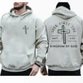 thumbnail image 3 of Seek First the Kingdom of God Double-Sided Christian Hoodie – Matthew 6:33 Bible Verse Pullover with Cross Graphic for Men & Women, 3 of 7