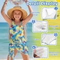 thumbnail image 5 of SEANATIVE One Piece Bathing Suit for Girls Mesh Cover-up Skirt Cutout One Shoulder Beach Swimsuits with Adjustable Strap, Size 11-12 Years Old, Paw Pattern Tie-dye Blue Yellow, 5 of 7
