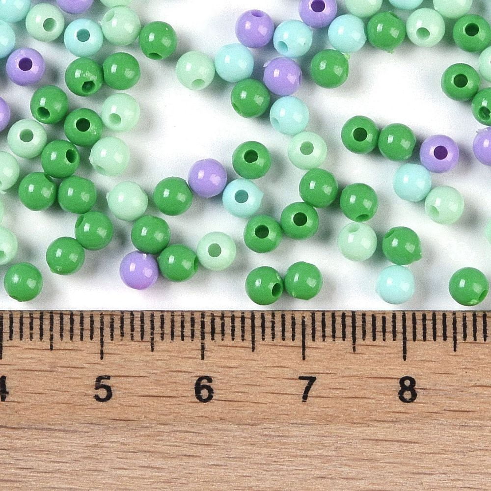 Opaque Acrylic Beads Round Sea Green 4mm Hole: 1.2mm DIY