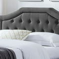 thumbnail image 6 of 85.5" Charcoal Gray and Brown Contemporary Button Tufted Queen Size Bed Frame, 6 of 7