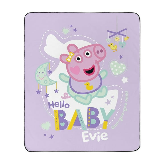 CafePress - Peppa Pig: Hello Baby Evie - 50" x 60" Water-Resistant Outdoor Picnic Blanket
