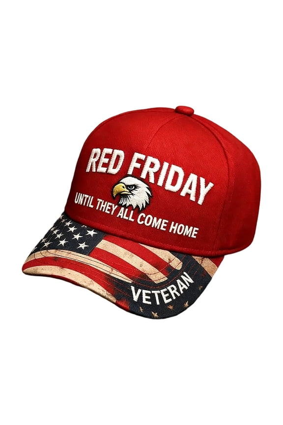Red Friday Veteran Baseball Cap, Patriotic Eagle & American Flag Hat for Military Support, 4th of July, Memorial Day