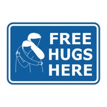 Classic Framed Free Hugs Here Sign (Blue) - Medium
