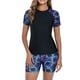 thumbnail image 1 of Trajes de baño tankini para mujer Traje de baño deportivo dividido de manga corta con estampado de colores a juego para mujer Traje de baño de dos piezas para mujer, 1 of 9