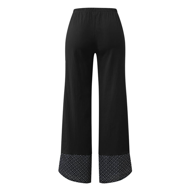 RQYYD Clearance Capri Pants for Women Wide Leg Yoga Pants with Pockets High  Waist Casual Dress Crop Pants(Dark Blue,XL) 
