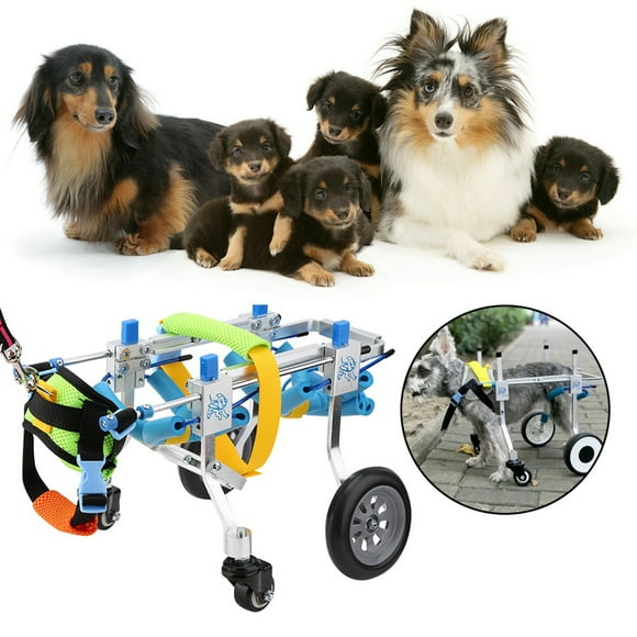 Fauteuil Roulant pour Chien à Quatre Roues Réglables en Alliage d'Aluminium TTP pour Réhabilitation des Pattes Arrière Petits Chiens Chats Promenade