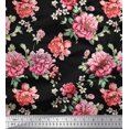 thumbnail image 1 of Soimoi Cotton Duck Fabric Leaves & Peony Floral Print Fabric by The Yard 42 Inch Wide, 1 of 3