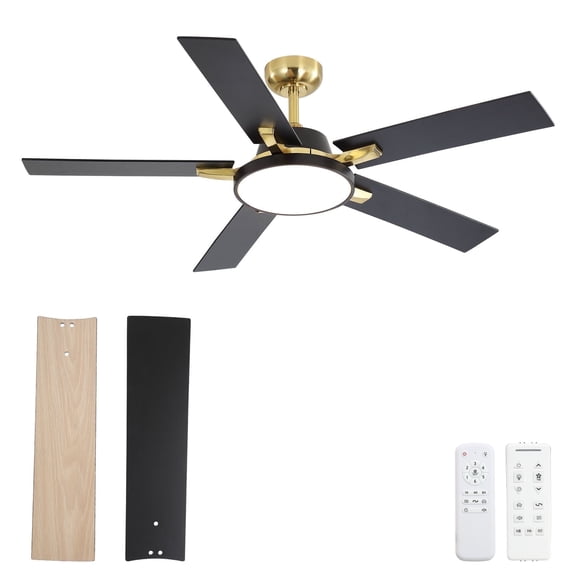 DWVO 52" Ceiling Fan with Light and Remote, Contemporary Fan Ceiling ...