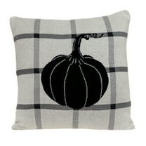 Parkland Collection Big 20x20" Checkered Pumpkin Cotton Throw Pillow in Gray