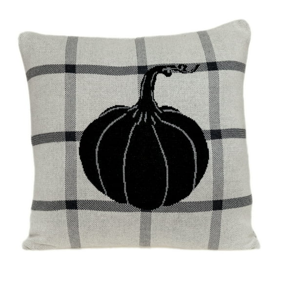 Parkland Collection Big 20x20" Checkered Pumpkin Cotton Throw Pillow in Gray
