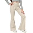 thumbnail image 5 of OOOUM Girls High Waist Flare Pants Stretch Fabric Slim Fit Bootcut Jeans Casual Daily Fashion Outdoor Relaxed Denim Bottoms Khaki 13-14 Years, 5 of 6