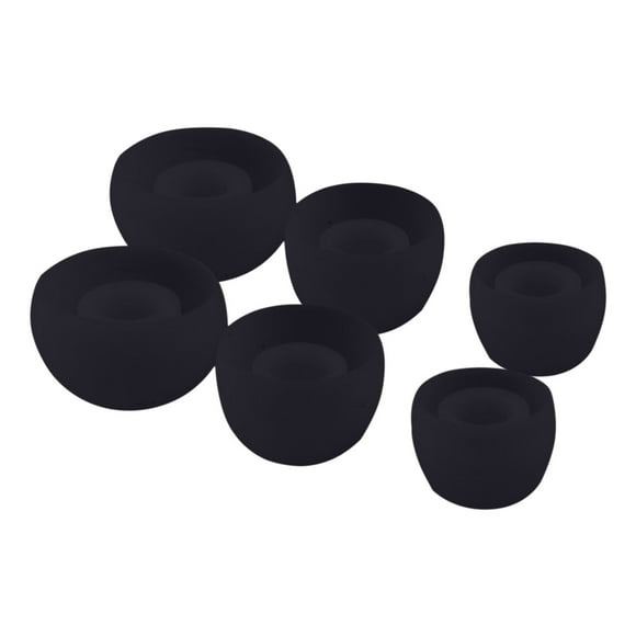 Earphone Tips, Noise Isolating Comfort Fit Earbud Caps, 3 Pairs S/M/L 10/12/14mm Soft Silicone Replacement Ear Gels Black White