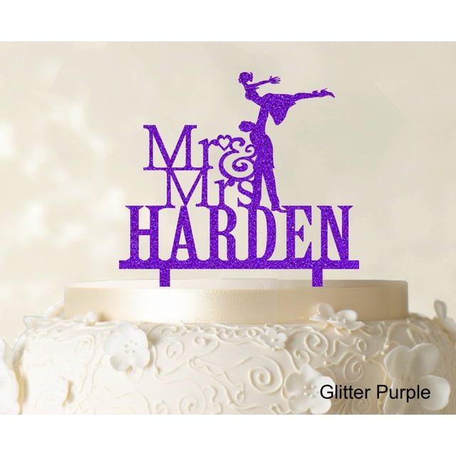 Personalized Mr & Mrs Couple Cake Topper Personalized Glitter Cake Topper Color Option Available 5-7 Inches Wide