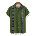 thumbnail image 4 of Men's Shirts Cuban Guayabera Casual Short Sleeve Button Down Textured Shirt Lightweight Summer Beach Hawaiian Shirts Army Green XXXXL, 4 of 6