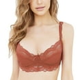 thumbnail image 2 of Guoeappa Women's Lace Bra Beauty Sheer Sexy Bra Non Padded Underwired Unlined Bra(Light Red,38B), 2 of 7