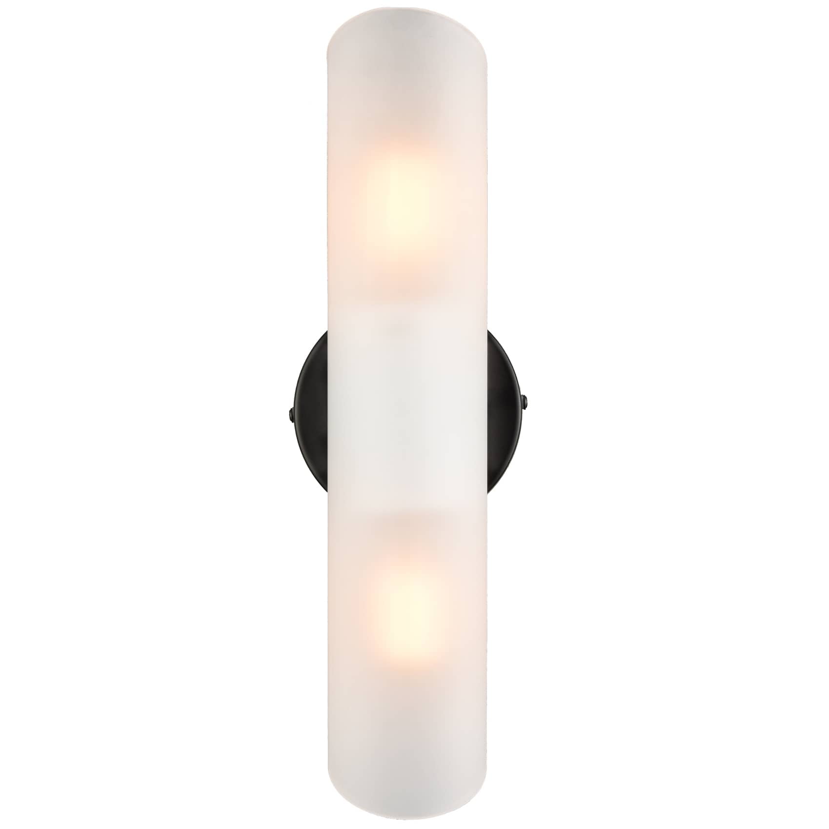 Modern Black Wall Sconces Set of 2 Cylinder Wall Light with Frosted Glass Shade
