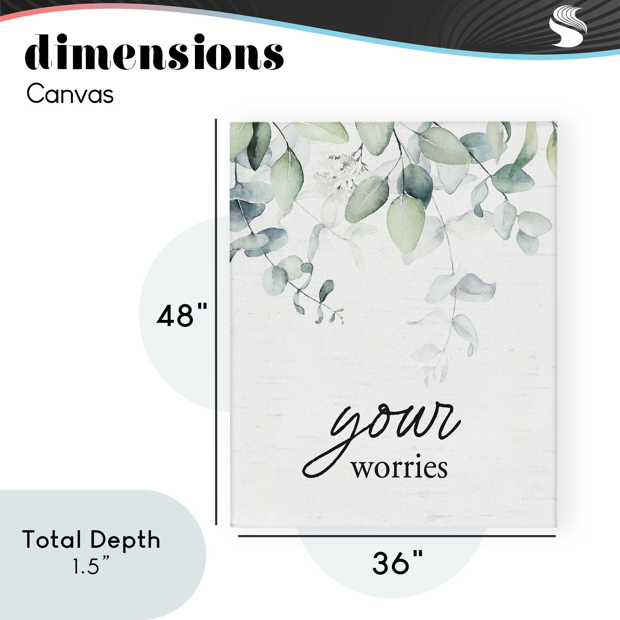 Your Worries Eucalyptus Canvas Wall Art, design by Lettered and Lined